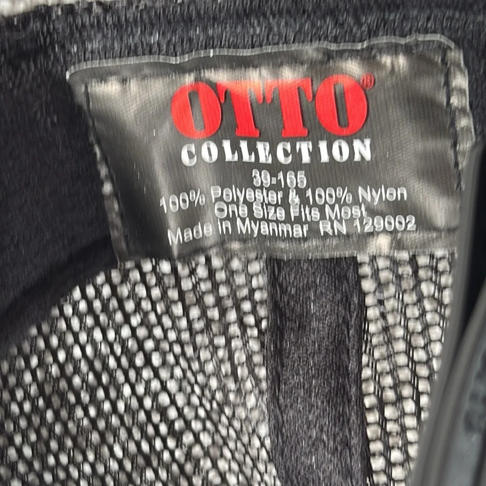 OTTO LWM Black Hat with serape lettering Multicolor mesh back adjustable closure